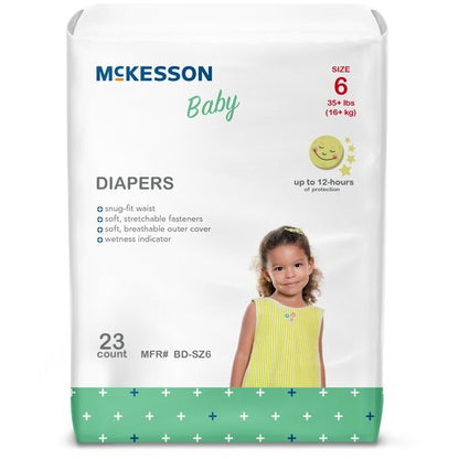 McKesson Unisex Baby Diaper Size 6 Disposable Heavy Absorbency
