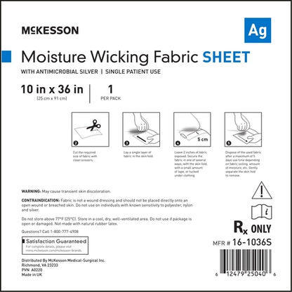 McKesson Silver Moisture Wicking Fabric 10 X 36 Inch Rectangle