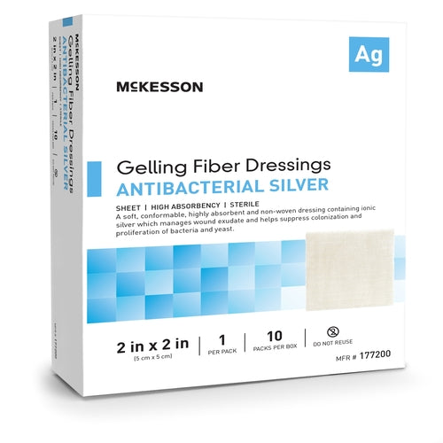 McKesson Silver Gelling Fiber Dressing 2 X 2 Inch Square Sterile