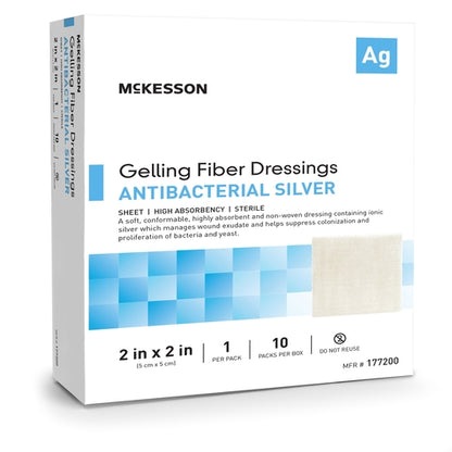 McKesson Silver Gelling Fiber Dressing 2 X 2 Inch Square Sterile