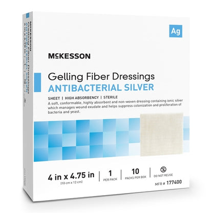 McKesson Silver Gelling Fiber Dressing 4 X 4-3/4 Inch