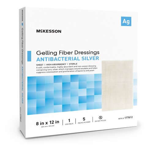 McKesson Silver Gelling Fiber Dressing 8 X 12 Inch Rectangle Sterile