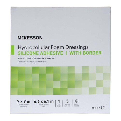 McKesson Foam Dressing 9 X 9 Inch With Border Waterproof Film Backing