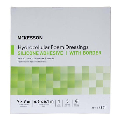 McKesson Foam Dressing 9 X 9 Inch With Border Waterproof Film Backing