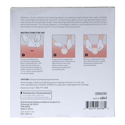 McKesson Foam Dressing 9 X 9 Inch With Border Waterproof Film Backing