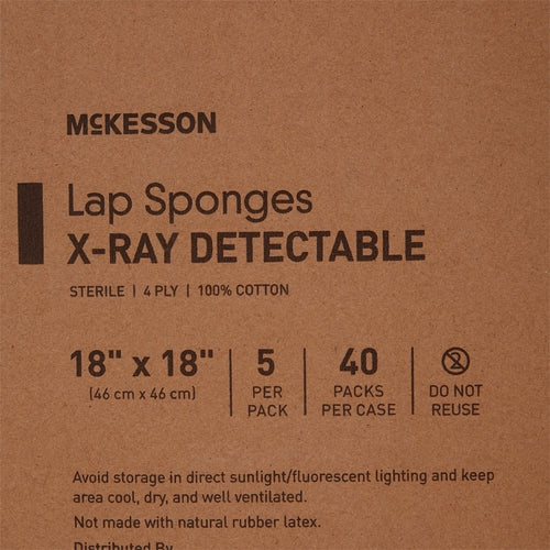 McKesson Surgical Laparotomy Sponge X-Ray Detectable Cotton 18 X 18 Inch