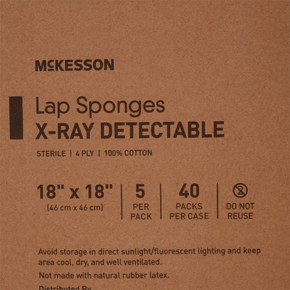 McKesson Surgical Laparotomy Sponge X-Ray Detectable Cotton 18 X 18 Inch