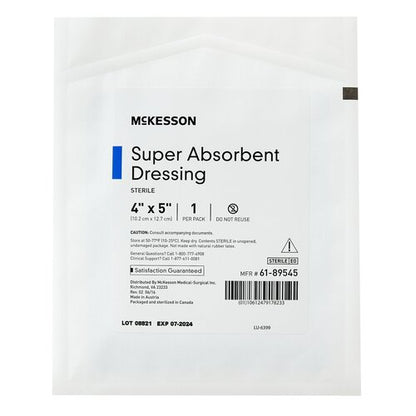 McKesson Super Absorbent Dressing 4 X 5 Inch