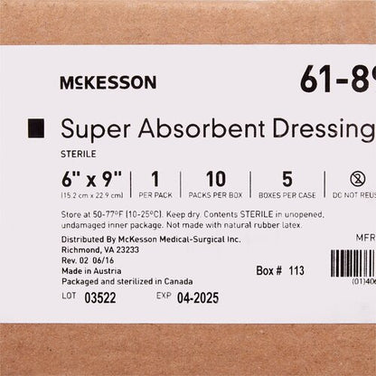 McKesson Super Absorbent Dressing 6 X 9 Inch Rectangle
