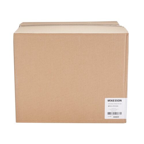Disposable underpads bulk case in sealed brown corrugated cardboard box with McKesson label and barcode on side