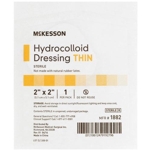 McKesson Thin Hydrocolloid Dressing Film Backing 2 X 2 Inch