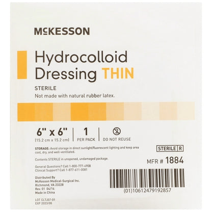 McKesson Thin Hydrocolloid Dressing Film 6 X 6 Inch
