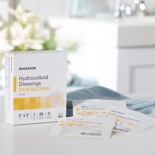 McKesson Hydrocolloid Dressing Waterproof Film Backing 2 X 2 Inch