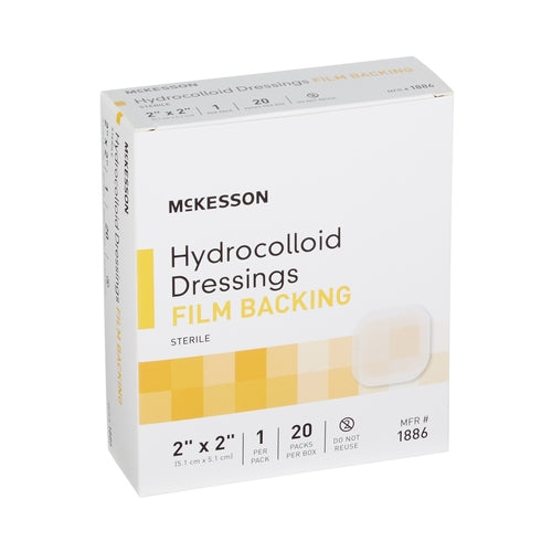 McKesson Hydrocolloid Dressing Waterproof Film Backing 2 X 2 Inch