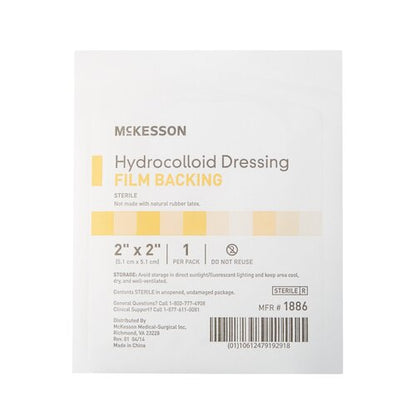 McKesson Hydrocolloid Dressing Waterproof Film Backing 2 X 2 Inch