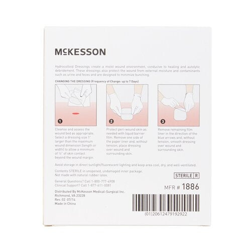 McKesson Hydrocolloid Dressing Waterproof Film Backing 2 X 2 Inch