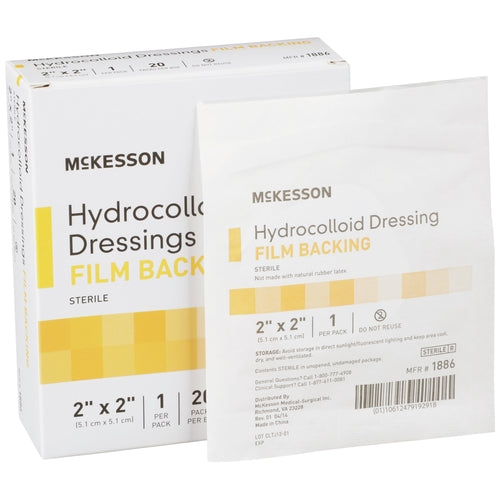 McKesson Hydrocolloid Dressing Waterproof Film Backing 2 X 2 Inch