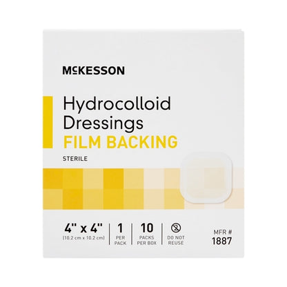 McKesson Hydrocolloid Dressing Waterproof Film Backing 4 X 4 Inch