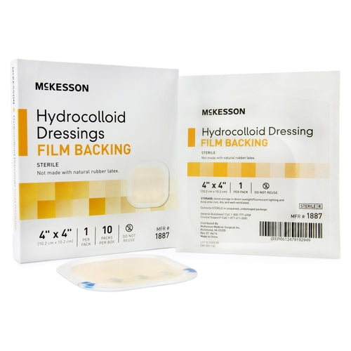 McKesson Hydrocolloid Dressing Waterproof Film Backing 4 X 4 Inch