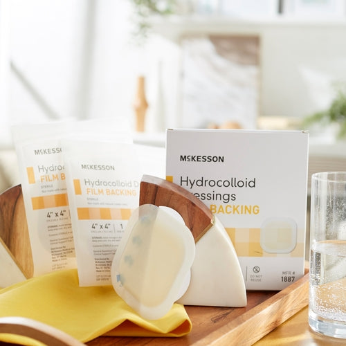 McKesson Hydrocolloid Dressing Waterproof Film Backing 4 X 4 Inch