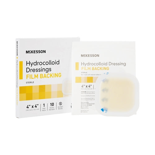 McKesson Hydrocolloid Dressing Waterproof Film Backing 4 X 4 Inch