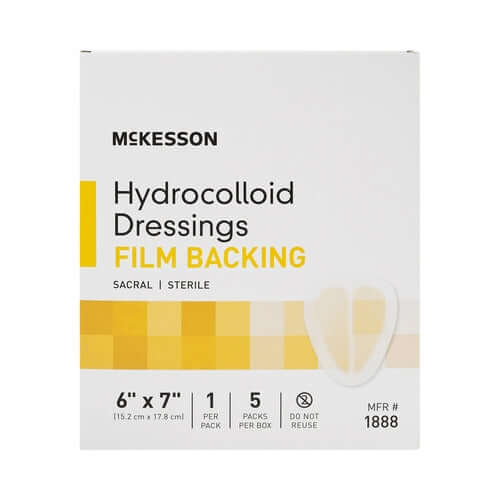 McKesson Hydrocolloid Dressing Waterproof Film Backing 6 X 7 Inch