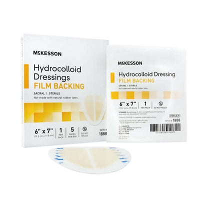 McKesson Hydrocolloid Dressing Waterproof Film Backing 6 X 7 Inch