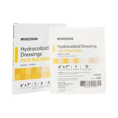 McKesson Hydrocolloid Dressing Waterproof Film Backing 6 X 7 Inch