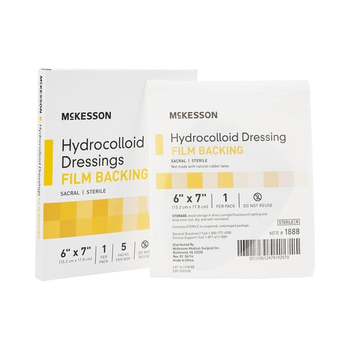 McKesson Hydrocolloid Dressing Waterproof Film Backing 6 X 7 Inch
