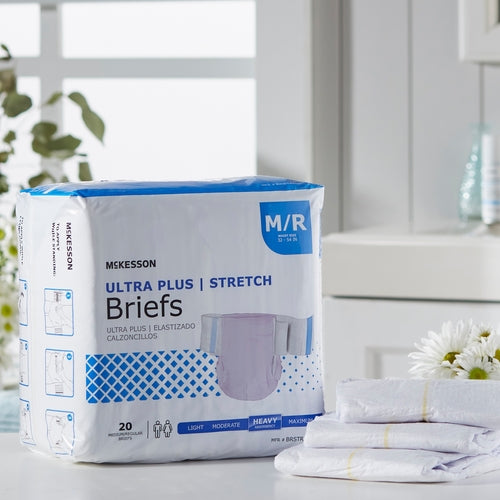 McKesson Incontinence Brief Ultra Plus Stretch Adult Medium Unisex
