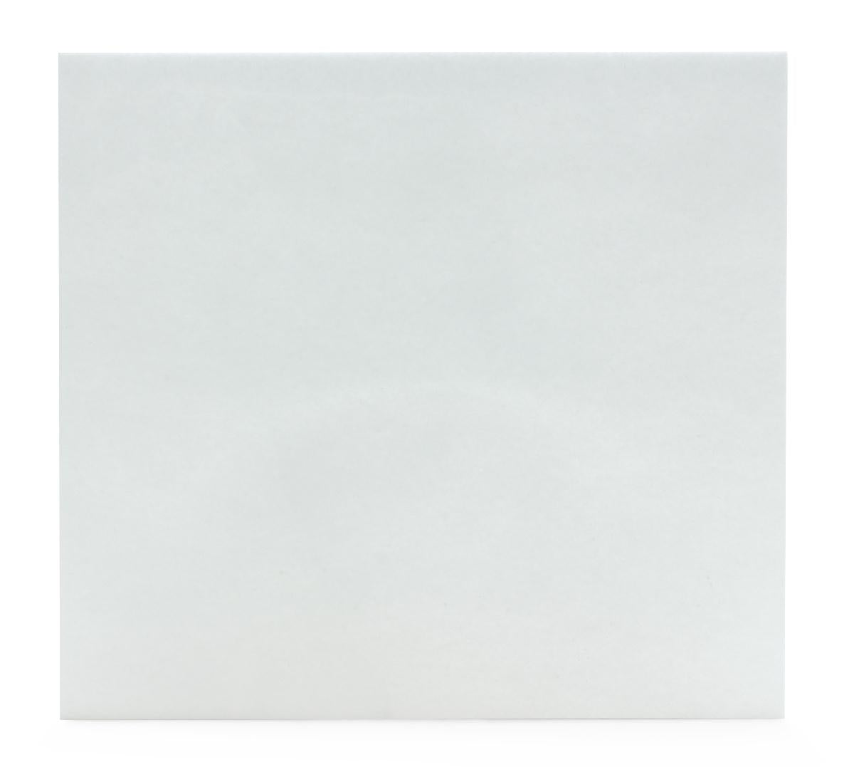 Collagen wound dressing, flat square sheet in white, shown on white background
