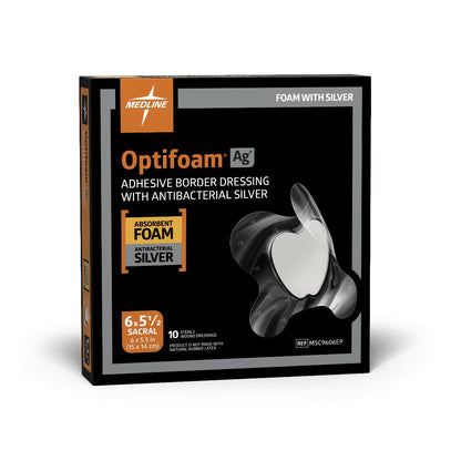 Optifoam Ag Adhesive Dressing, 6.5x 5.5in (Box of 10)