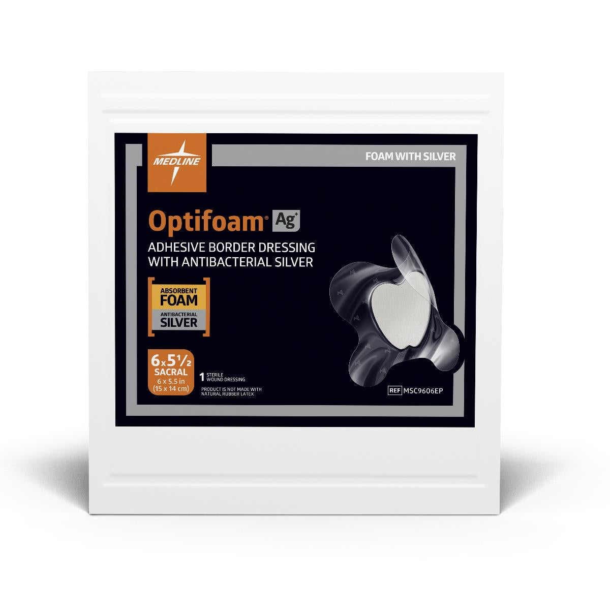 Optifoam Ag Adhesive Dressing, 6.5x 5.5in (Box of 10)