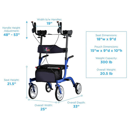 Nova Medical Phoenix Rise UP Rollator - Upright Walker with Padded Forearm Support