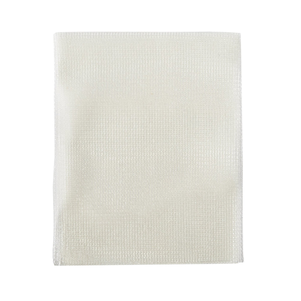 Non-adherent oil emulsion impregnated wound dressing, rectangular white mesh pad on white background