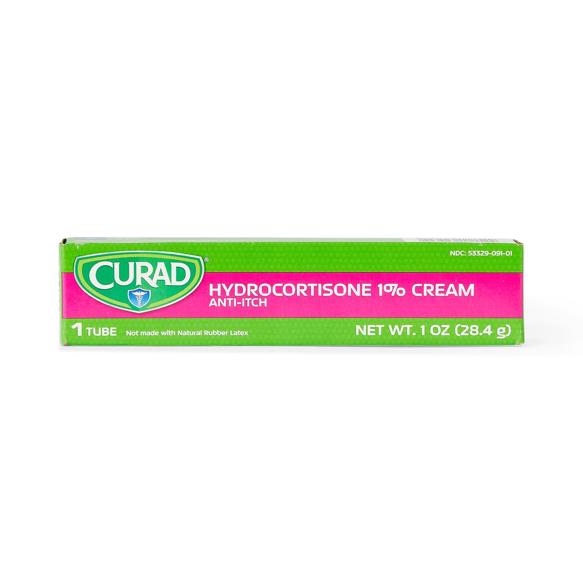 Hydrocortisone 1% anti-itch cream in a bright green and pink box, 1 oz tube, on white background