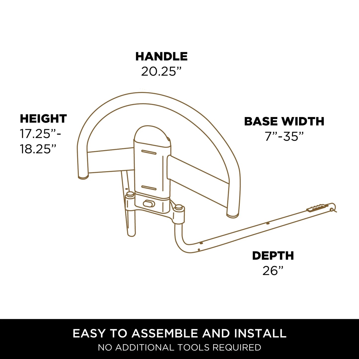 Signature Life Freedom Click Bed Handle, Adult Bed Rails for Seniors, Bed Safety Rail for Adjustable Beds