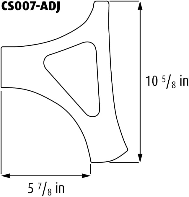 Chinstrap line drawing diagram showing front profile shape with dimensions 5 7/8 in wide by 10 5/8 in tall