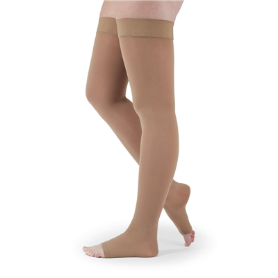 Medi Comfort 20-30mmHg Open Toe Thigh Length w/Silicone Top Band - Petite