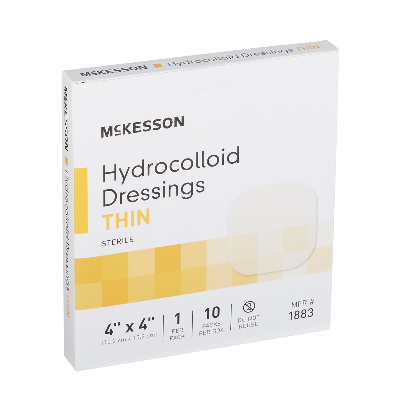 Thin Hydrocolloid Dressing McKesson Film Backing 4 X 4 Inch Square Hydrocolloid / Film box/10