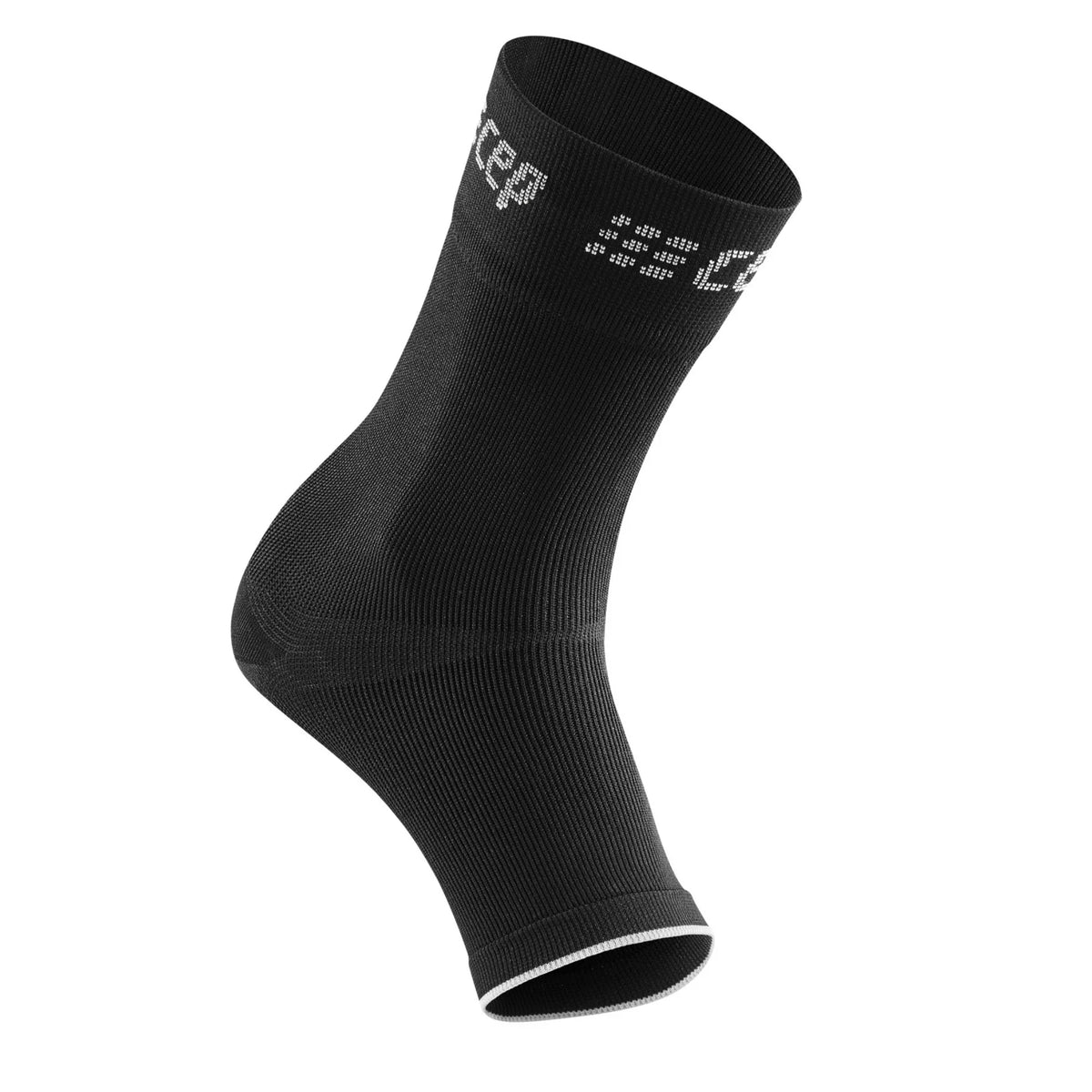 CEP Mid Support Compression Ankle Sleeve in black with white logo, shown on a foot form against white background
