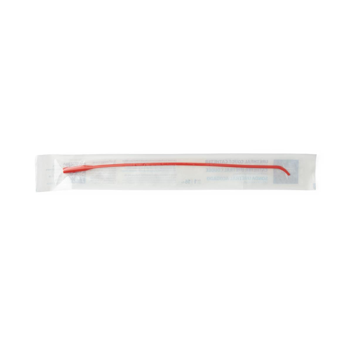 Sterile Red Rubber Coude-Style Urethral Catheter 14FR (case of 12)