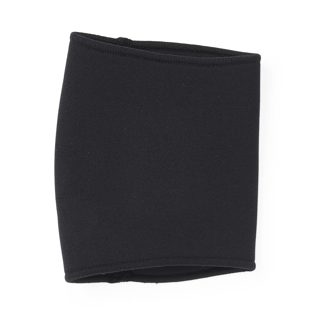 Neoprene elbow support sleeve in black with stitched edges, shown flat on white background