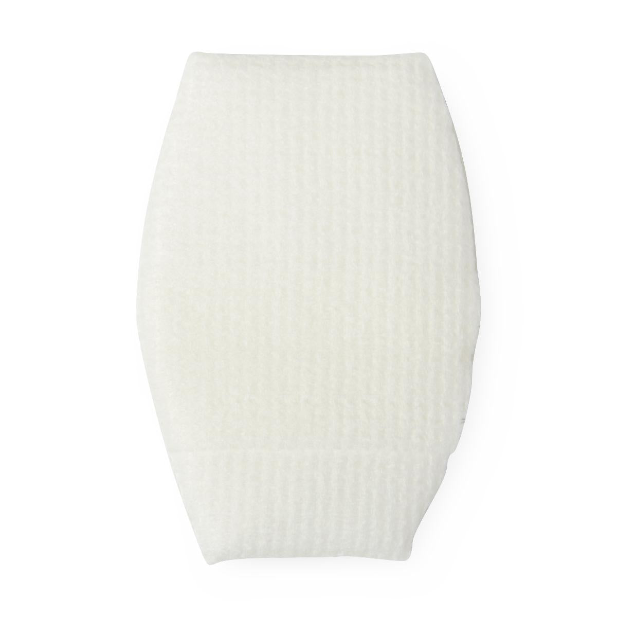 Sterile eye pad, oval-shaped white gauze pad with textured surface, shown on white background