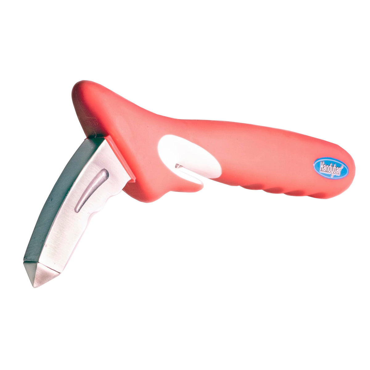 HandyBar portable car support handle with red ergonomic grip and metal vehicle door frame bracket