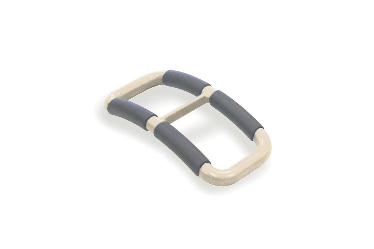 Handy Handle stand assist aid with cream frame and gray padded grip sections, viewed from above at an angle
