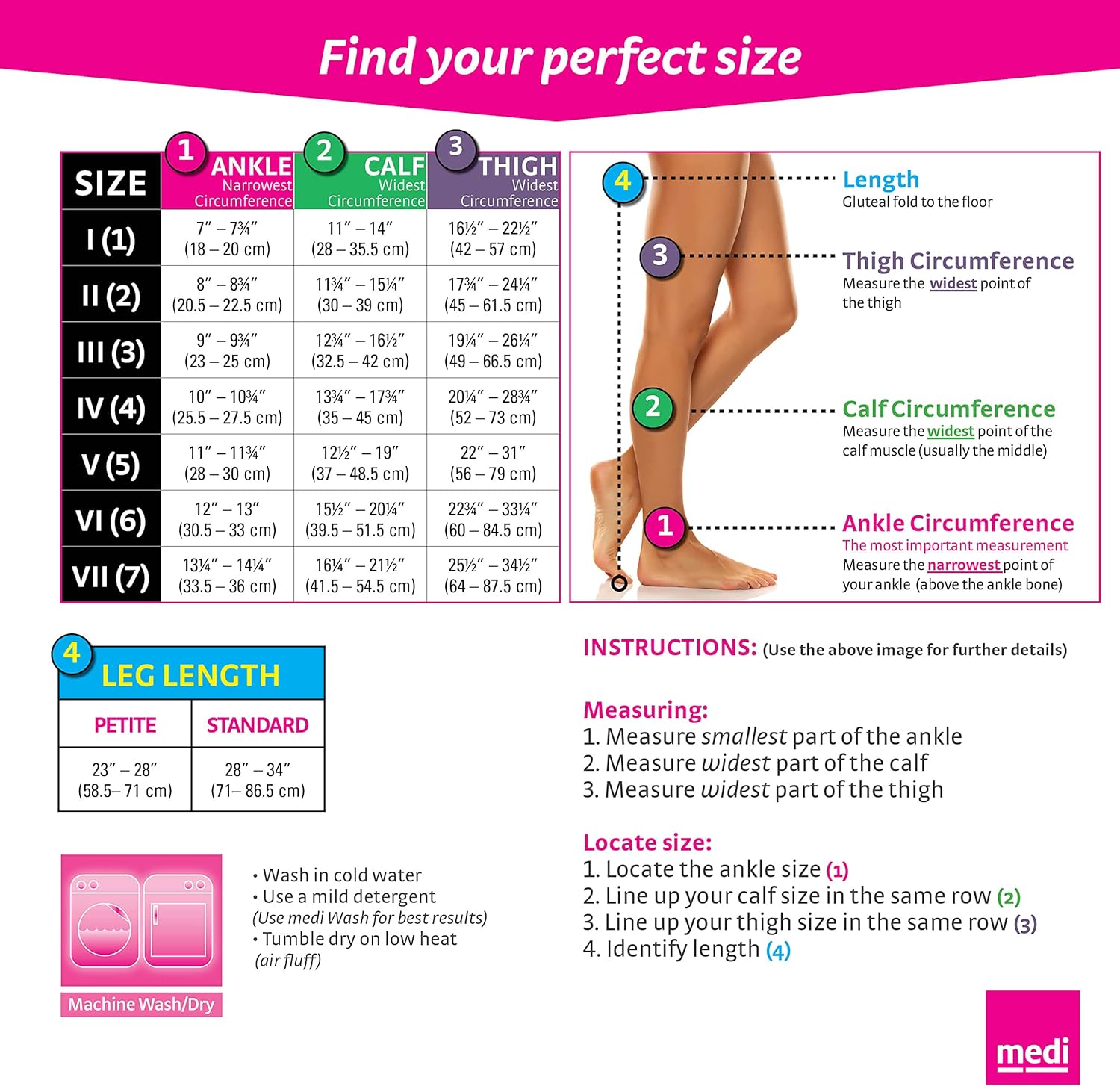Medi Comfort 15-20mmHg Closed Toe Thigh Length w/Silicone Top Band - P