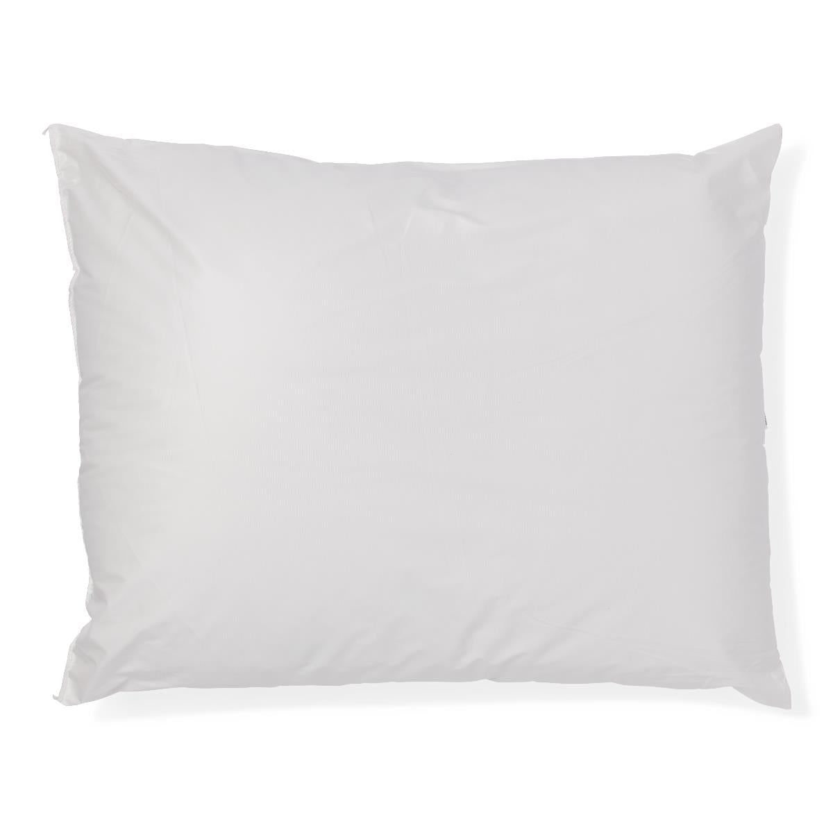 Pillow with smooth white wipeable cover, rectangular shape, shown on white background