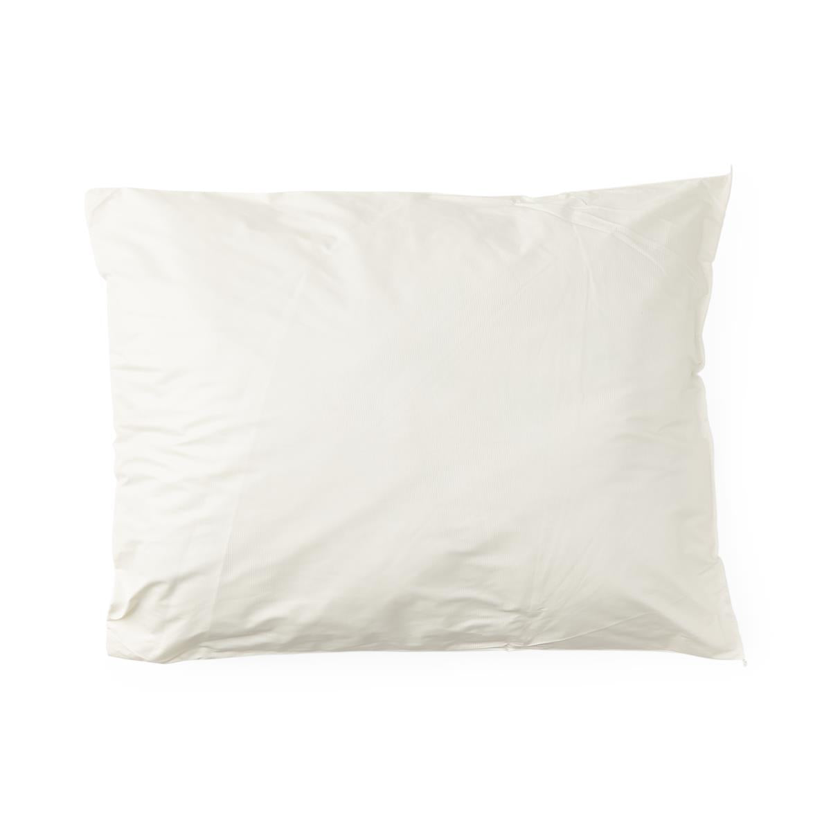 Pillow with smooth white fabric cover on a white background