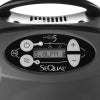 SeQual Eclipse 5 portable oxygen concentrator, close-up of black unit showing control panel with display screen and buttons